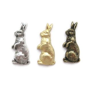 Brass Vintage Design Standing Rabbit Stamping (2 pieces) , Made in the USA