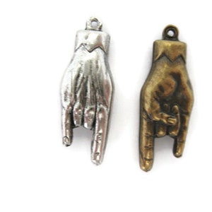 Brass Retro Design 3-D Rock N Roll Hand (2 pieces) , Made in the USA