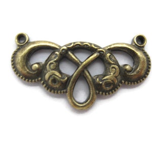 Brass 2 Ring Connector Finding , Made in the USA