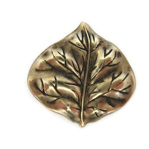 Brass Vintage Design Textured Leaf , Made in the USA