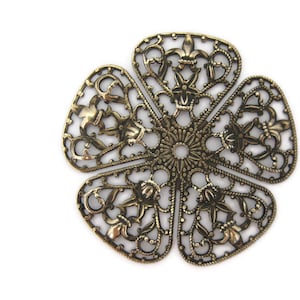 Brass Vintage Design Floral Filigree , Made in the USA
