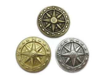 Brass Retro Design Compass Motif (2 pieces) , Made in the USA