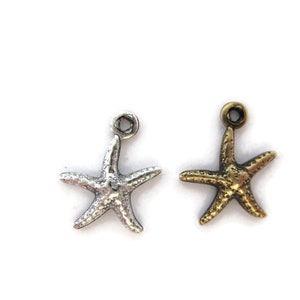Brass Vintage Design Small 2 Sided Starfish Charm (2 pieces) , Made in the USA