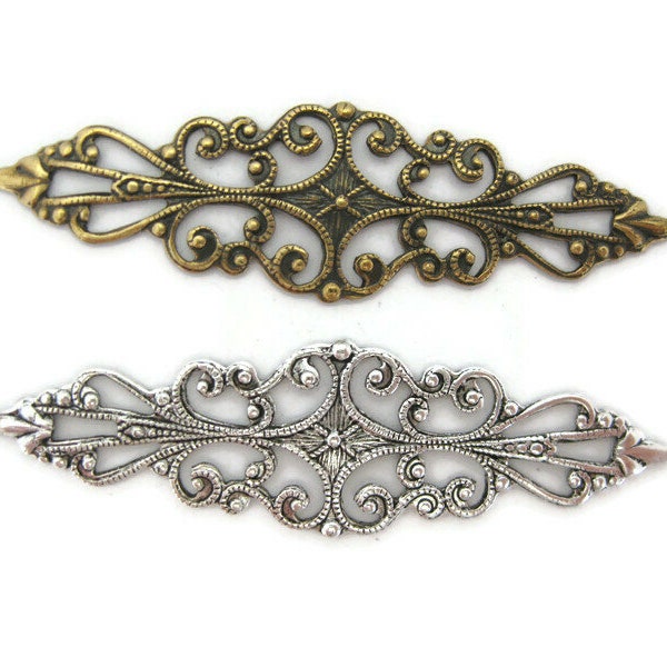 Brass Vintage Design Victorian Flat Filigree Finding , Made in the USA