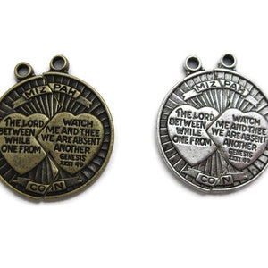 Mizpah Coin Casting Charm / Pendant (1 set) , Made in the USA