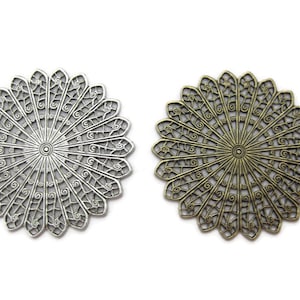 Brass Vintage Design Round 45 mm Detailed Filigree , Made in the USA