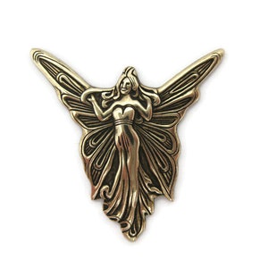 Brass Vintage Design Detailed Fairy No Ring , Made in the USA