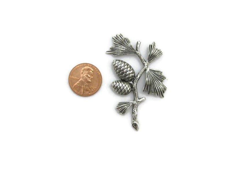 Brass Vintage Design Large Left Pine Branch , Made in the USA image 3