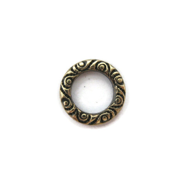 Brass Vintage Design Small 9mm Textured Ring (4 pieces) , Made in the USA