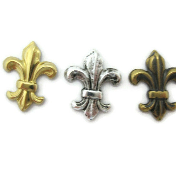 Brass Vintage Design Small Fleur De Lis (4 pieces) , Made in the USA