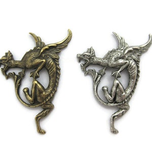 Brass Vintage Design Left Facing Flying Dragon , Made in the USA