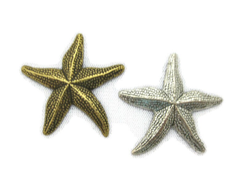 Antiqued Brass Vintage Design Starfish Stamping No Hole Made in the USA 2 pieces