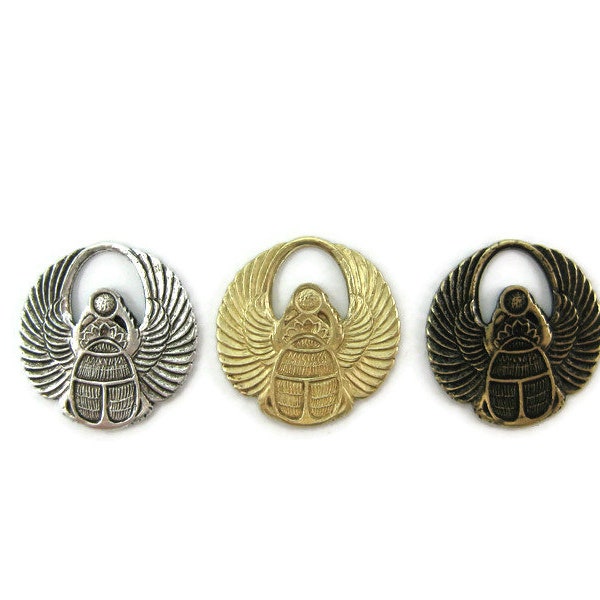 Brass Vintage Design Small Egyptian Winged Scarab , Made in the USA