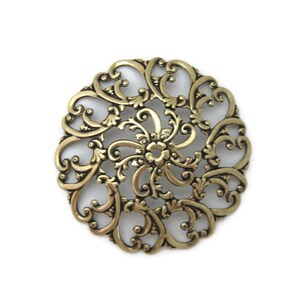 Brass Vintage Design Round 56 mm Dapt Filigree , Made in the USA