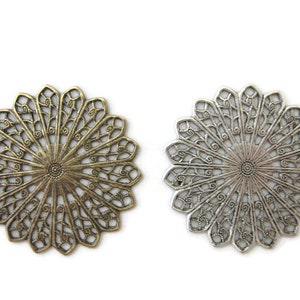 Brass Vintage Design Round 33 mm Detailed Filigree , Made in the USA
