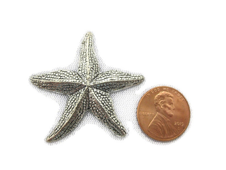 Antiqued Brass Vintage Design Starfish Stamping No Hole Made in the USA 2 pieces