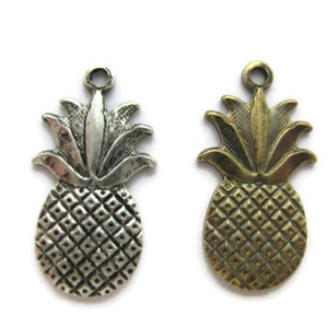 Brass Vintage Design Small Pineapple Charm / Drop (2 pieces) , Made in the USA
