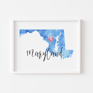Maryland Home Print Blau, Wanddekor, Wandkunst, zum Herunterladen, Wohnkultur, Wandkunst, Kunstdruck, Einweihungsgeschenk