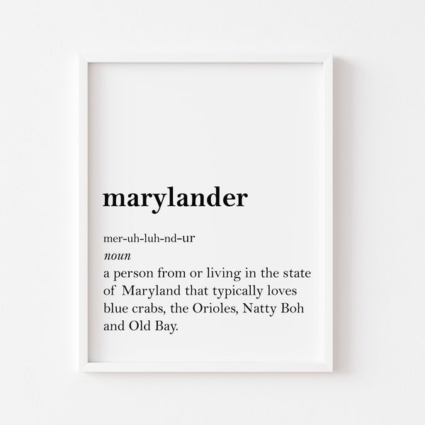 Marylander Printable Wall Art, Maryland Downloadable Print, Home Decor, Wall Art, Art Print, Housewarming Gift