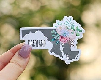 Sticker floral Maryland State, sticker pour ordinateur portable