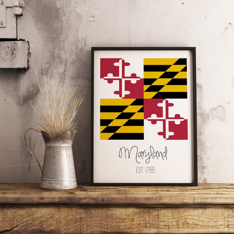 Maryland Flag Print Wall Decor Wall Art Downloadable Home Etsy