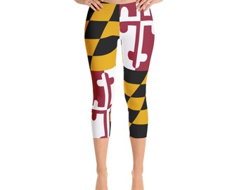 Maryland Flag Leggings, Women's Yoga Pants, Bike Shorts