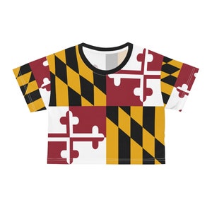 Camiseta corta de Maryland, camiseta del estado de Maryland para mujer, bandera de Maryland, Maryland