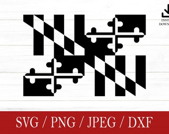 Bandiera del Maryland (svg, png, dxf, jpeg), file di taglio (download digitale)