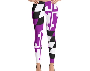 Baltimore Football Leggings, Women's and Girl's Full Length and Short Yoga Pants