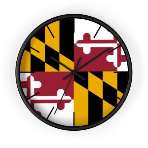 Maryland Wall Clock, Maryland State Flag Clock, Gift