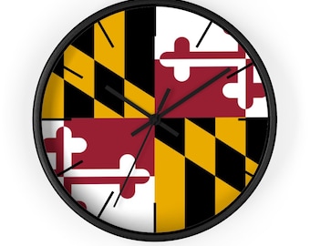 Maryland Wall Clock, Maryland State Flag Clock, Gift