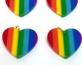 Rainbow Heart Charm for Jewelry Making, Resin Heart Charm, Pride Jewelry, LGBT, Gay Pride, Rainbow Jewelry
