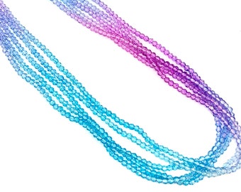 Mermaid Dreams Ombre Glass Beads - Purple, Pink, Blue Faceted Strand