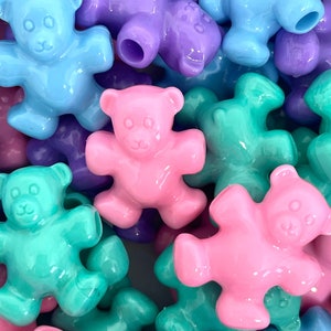 Pastel Teddy Bear Beads, Pastel Bead Mix, Animal Beads for Kids, Unique Beads, Large Beads, Teddy Bear Bead Assortment for Jewelry Making