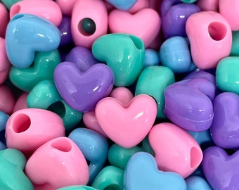 Colorful Heart Beads, Multicolor Heart Pony Beads for Crafts, Sorting,  Counting, Spacer Beads, Kids Jewelry Making, Heart Shaped Pony Beads 