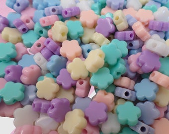 Perles kawaii 8 mm, perles de fleurs pastel, perles pastel pour bijoux, collier de perles pastel, tour de cou en perles, kits de perles, ensemble de perles pastel