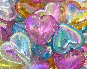 Cute Very Shiny Acrylic Heart Beads