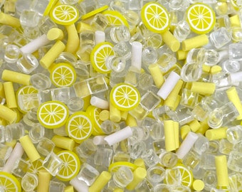 Lemonade Fake Sprinkle Mix, Slime Toppings, Faux Sprinkles, Decoden, Nail Art, Clay Confetti