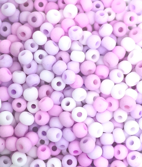 Tiny Seed Beads Ice Cream Mix, Purple, Pink, and White Seed Beads