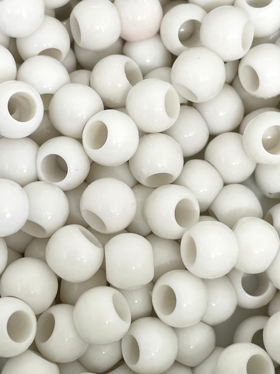 Large White Pony Beads for Hair Beads, Dreadock Beads, Dread Beads, Braid  Beads, White Large Hole Beads, Kids Craft Beads, Bulk Beads 