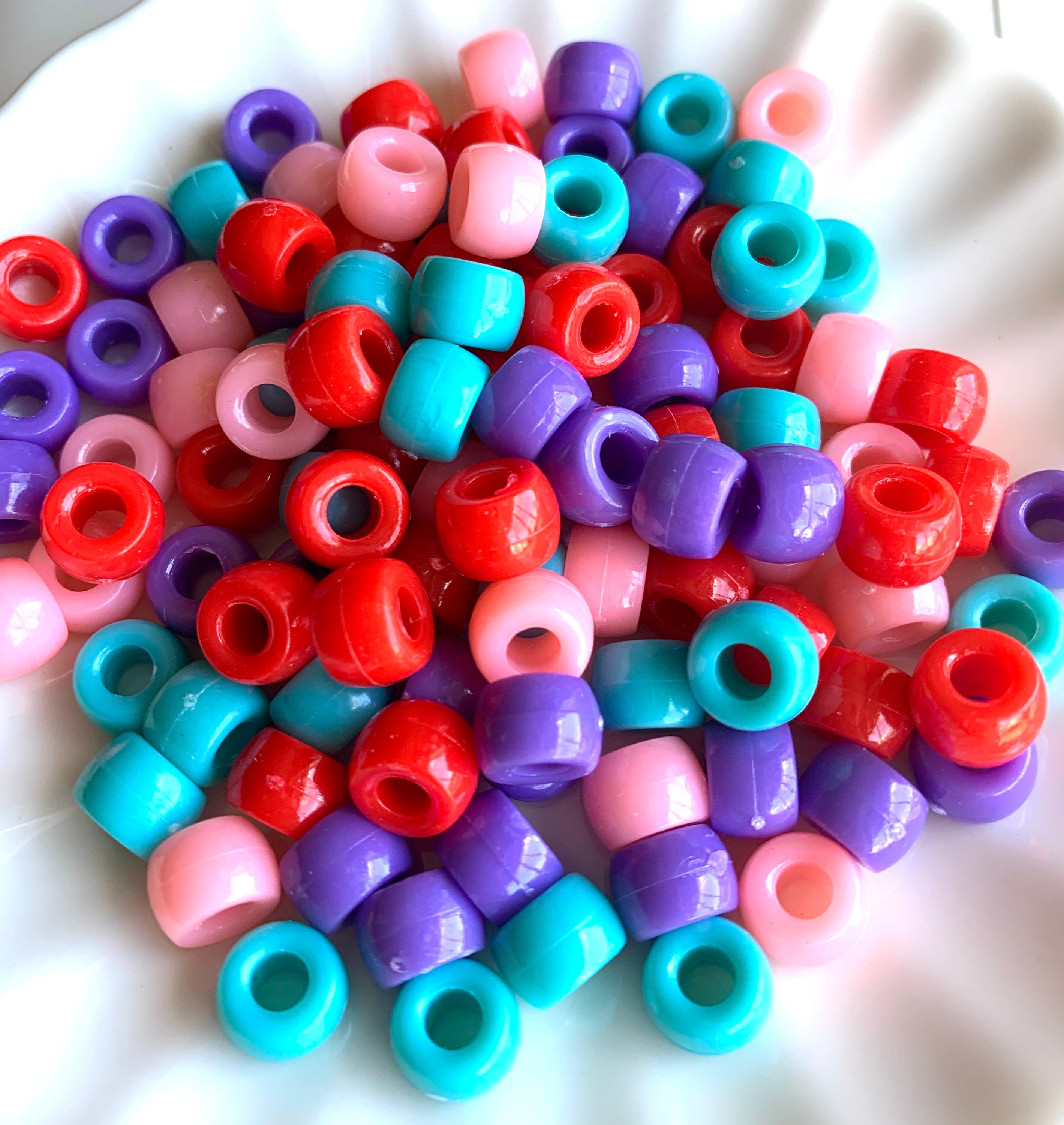 DIY 9x6MM Solid Multicolor UV Fluorescent Round Pony Beads - Crafting –  Kandies World
