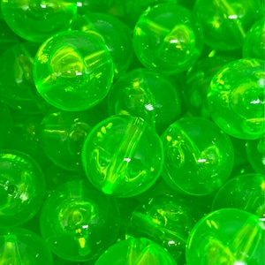 14mm Translucent Bright Green Beads for Halloween, Halloween Beads, Gothic Beads, Witch Beads for Creepy Jewelry