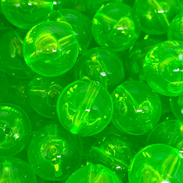 14mm Translucent Bright Green Beads for Halloween, Halloween Beads, Gothic Beads, Witch Beads for Creepy Jewelry