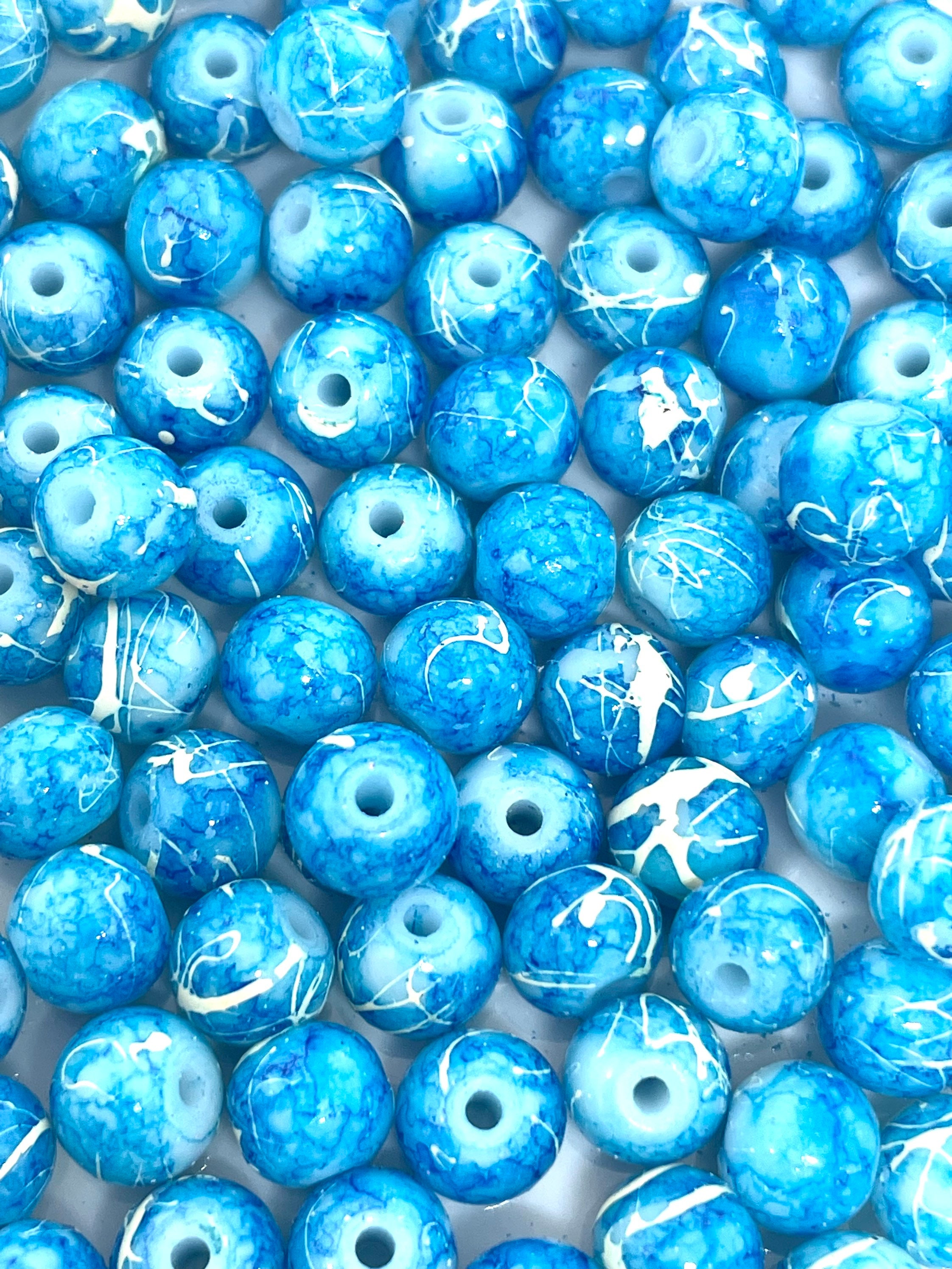 Pink and Blue Tie Dye Beads, Unique Beads, Mermaid Beads for