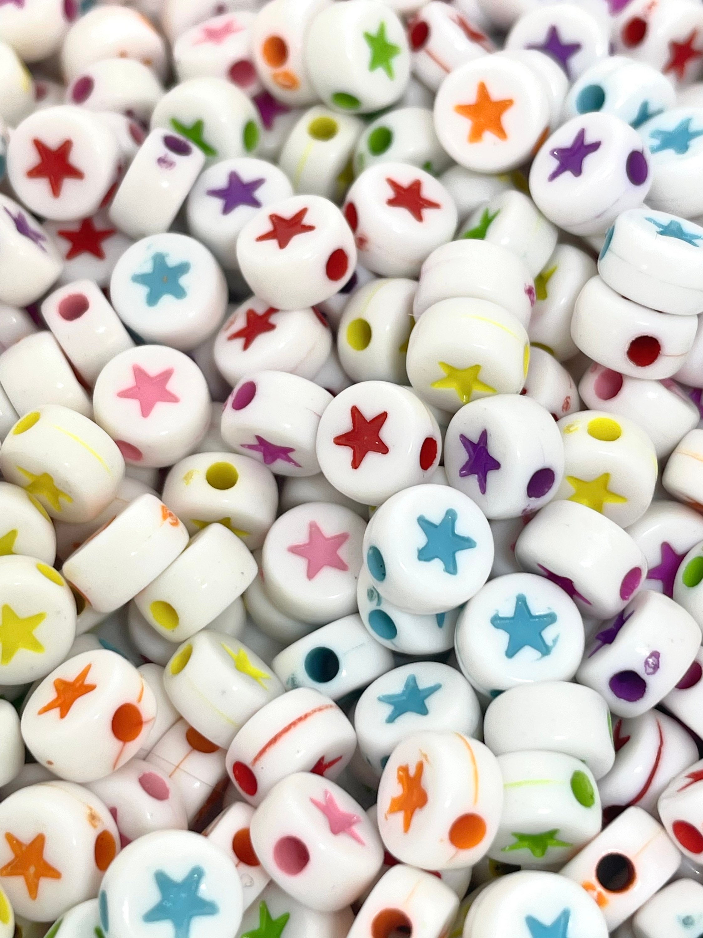 Rainbow Star Beads for Letter Jewelry, Spacer Beads for Alphabet