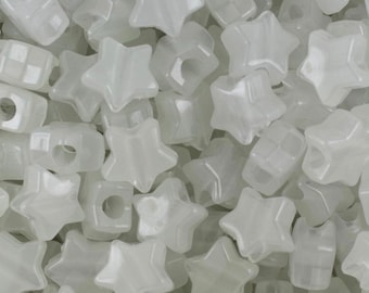 Glow in the Dark Star Beads, Clear Star Beads, Glow in the Dark Beads, DIY Beads, Rave Beads, EDM Beads for Festival, Star Pony Beads