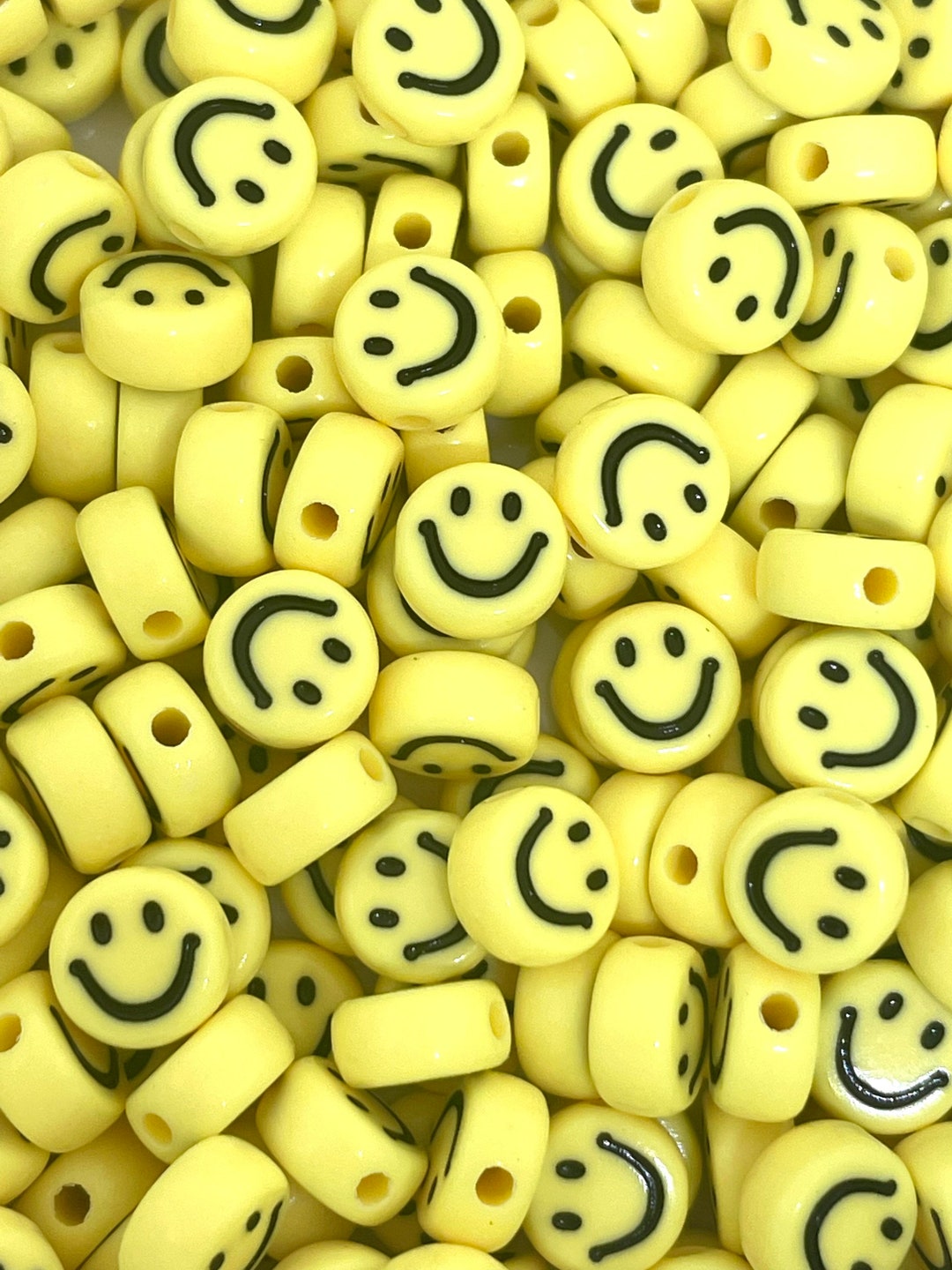 SMOL Yellow Smiley Face Beads, Charms for Bracelet, Necklace