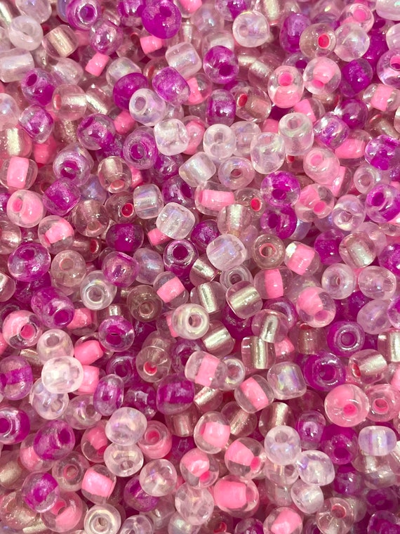 Magenta Pink Seed Bead Set for Jewelry Making, Delicate Beads for Necklace, Cute Pink Bead Assortment, 6mm Beads