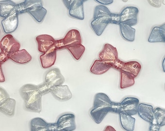 32mm Frosted Twinkle Bows, Sparkle Bow Beads for Jewelry & Crafts