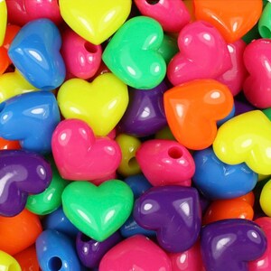 Neon Heart Pendant Beads, large heart bead